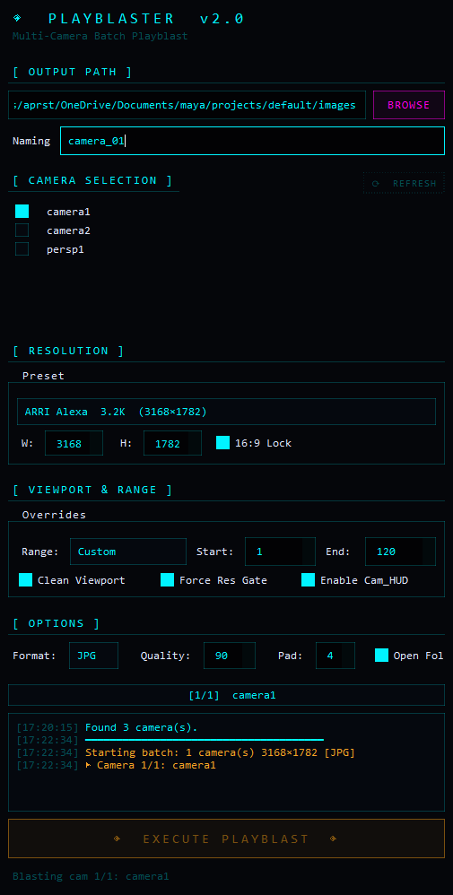 Playblaster UI